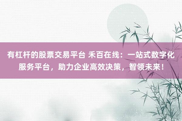 有杠杆的股票交易平台 禾百在线：一站式数字化服务平台，助力企业高效决策，智领未来！