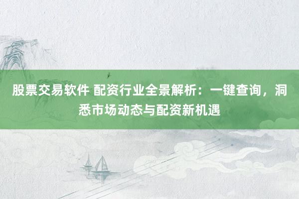 股票交易软件 配资行业全景解析：一键查询，洞悉市场动态与配资新机遇