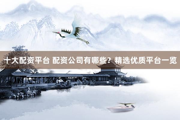 十大配资平台 配资公司有哪些？精选优质平台一览