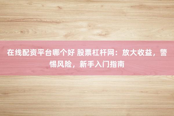 在线配资平台哪个好 股票杠杆网：放大收益，警惕风险，新手入门指南