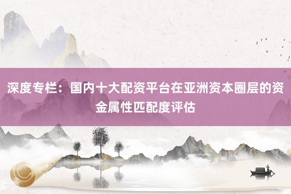 深度专栏：国内十大配资平台在亚洲资本圈层的资金属性匹配度评估